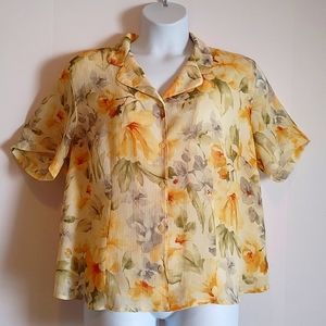 Alfred Dunner size 20W, yellow floral short sleeve blouse